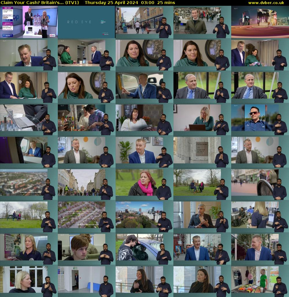 Claim Your Cash? Britain's... (ITV1) Thursday 25 April 2024 03:00 - 03:25