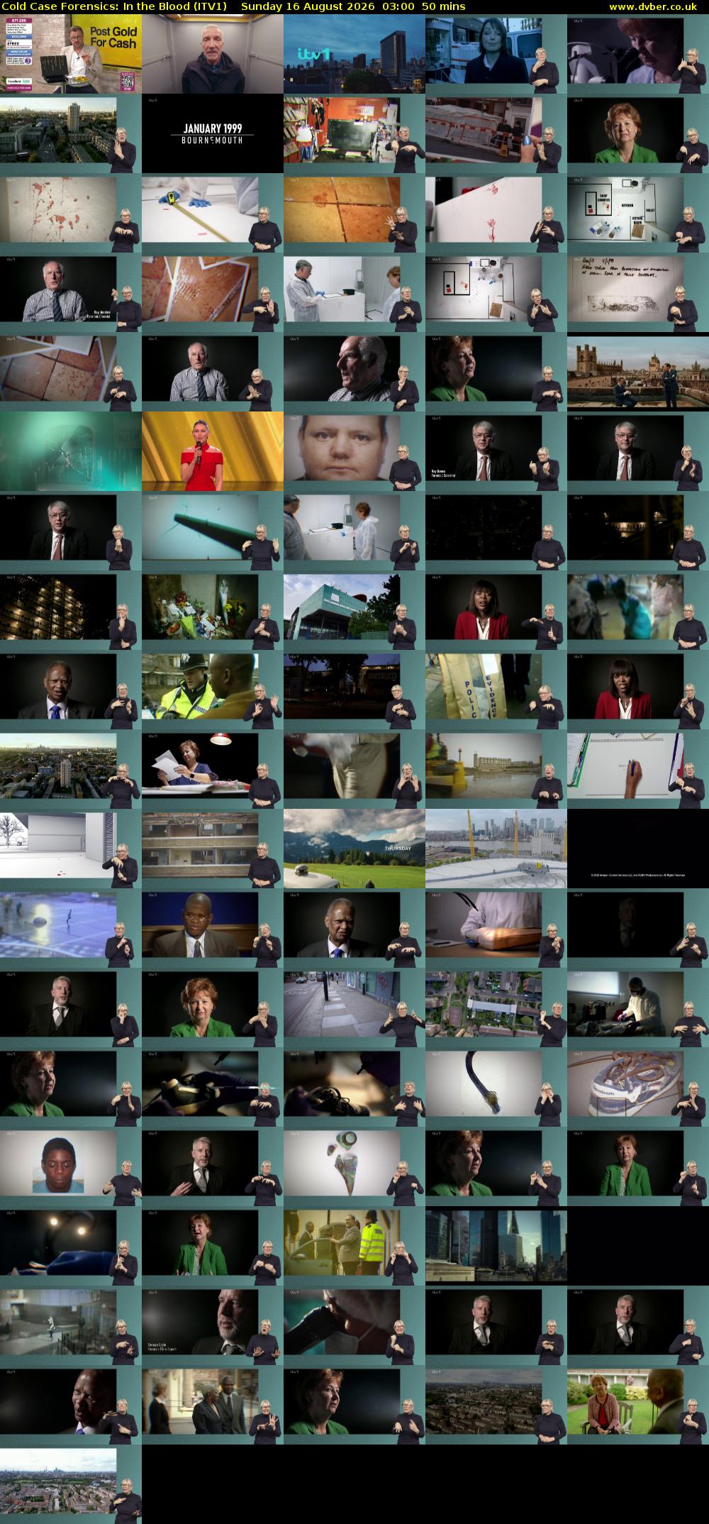 Cold Case Forensics: In the Blood (ITV1) Sunday 16 August 2026 03:00 - 03:50