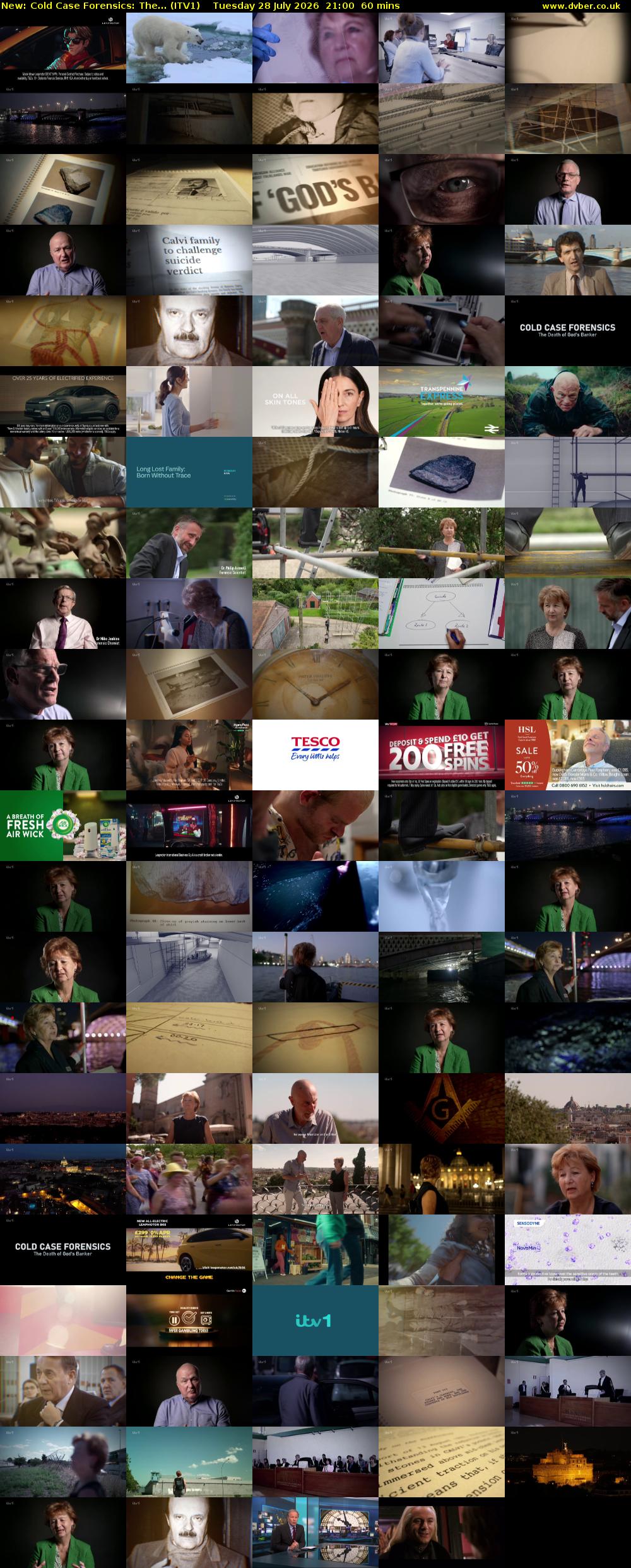 Cold Case Forensics: The... (ITV1) Tuesday 28 July 2026 21:00 - 22:00