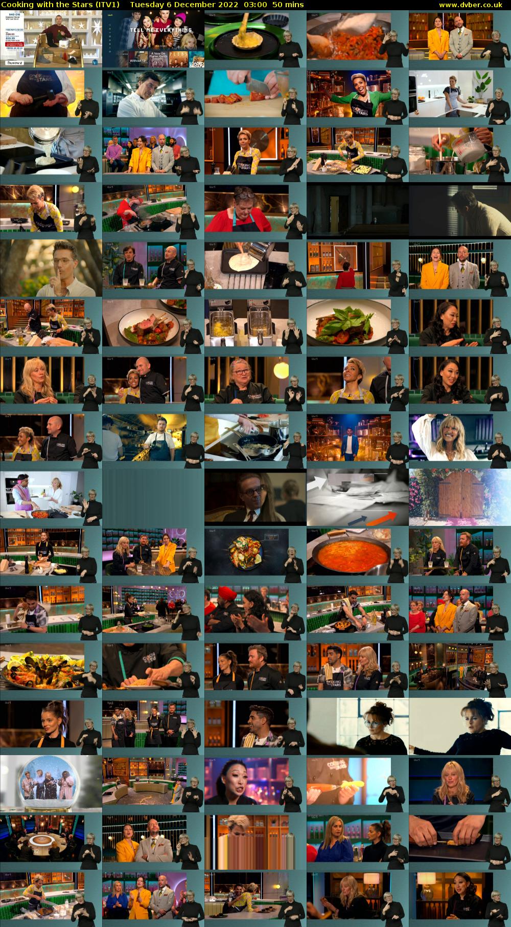 Cooking with the Stars (ITV1) Tuesday 6 December 2022 03:00 - 03:50