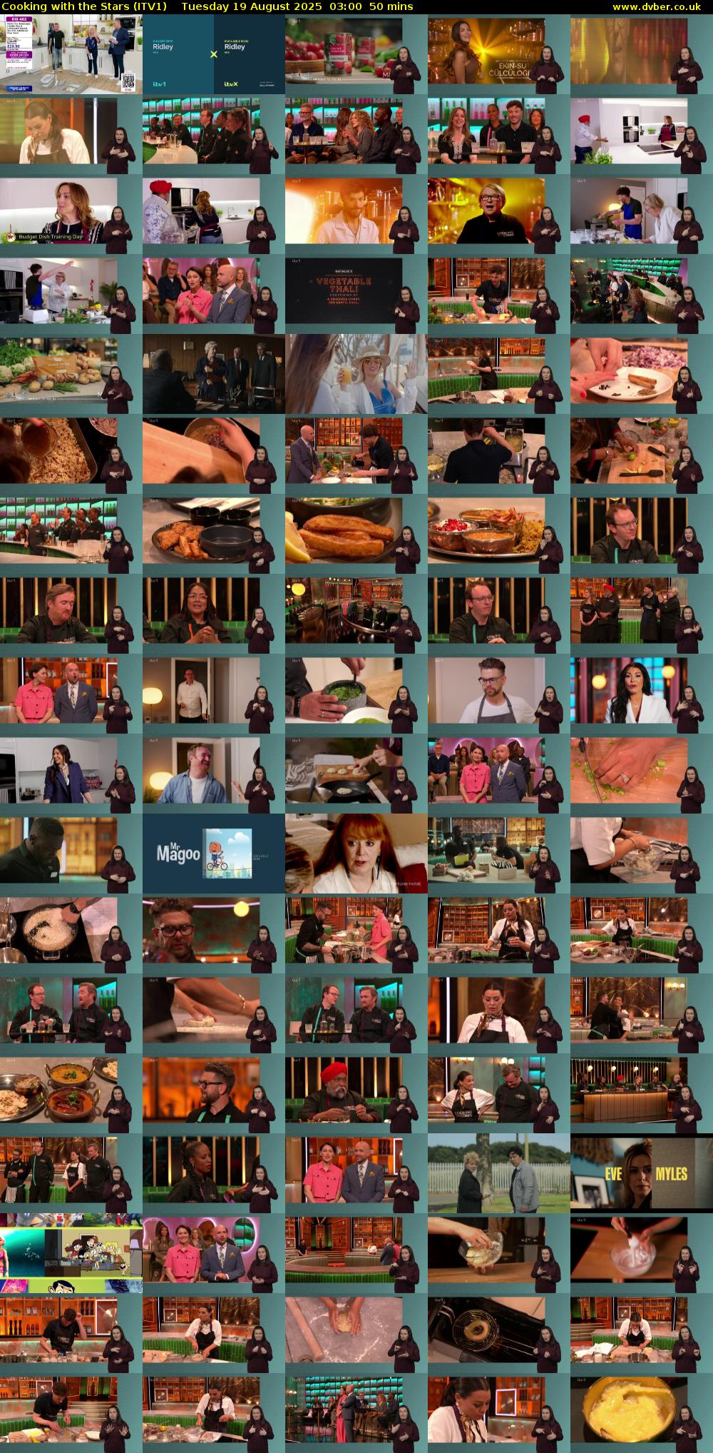 Cooking with the Stars (ITV1) Tuesday 19 August 2025 03:00 - 03:50
