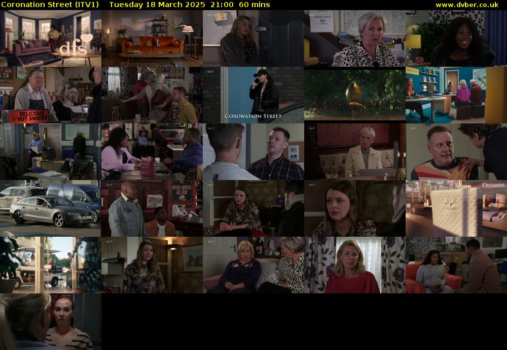 Coronation Street (ITV1) Tuesday 18 March 2025 21:00 - 22:00