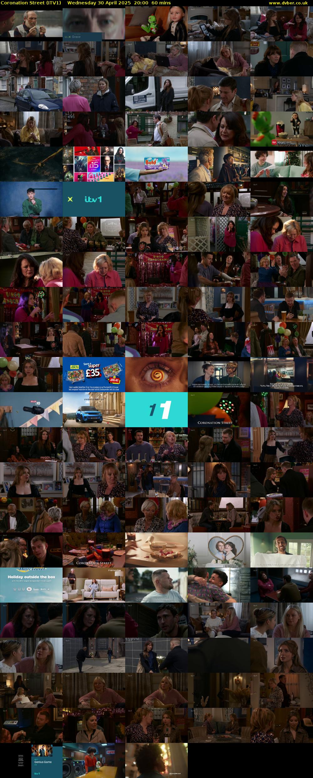 Coronation Street (ITV1) Wednesday 30 April 2025 20:00 - 21:00
