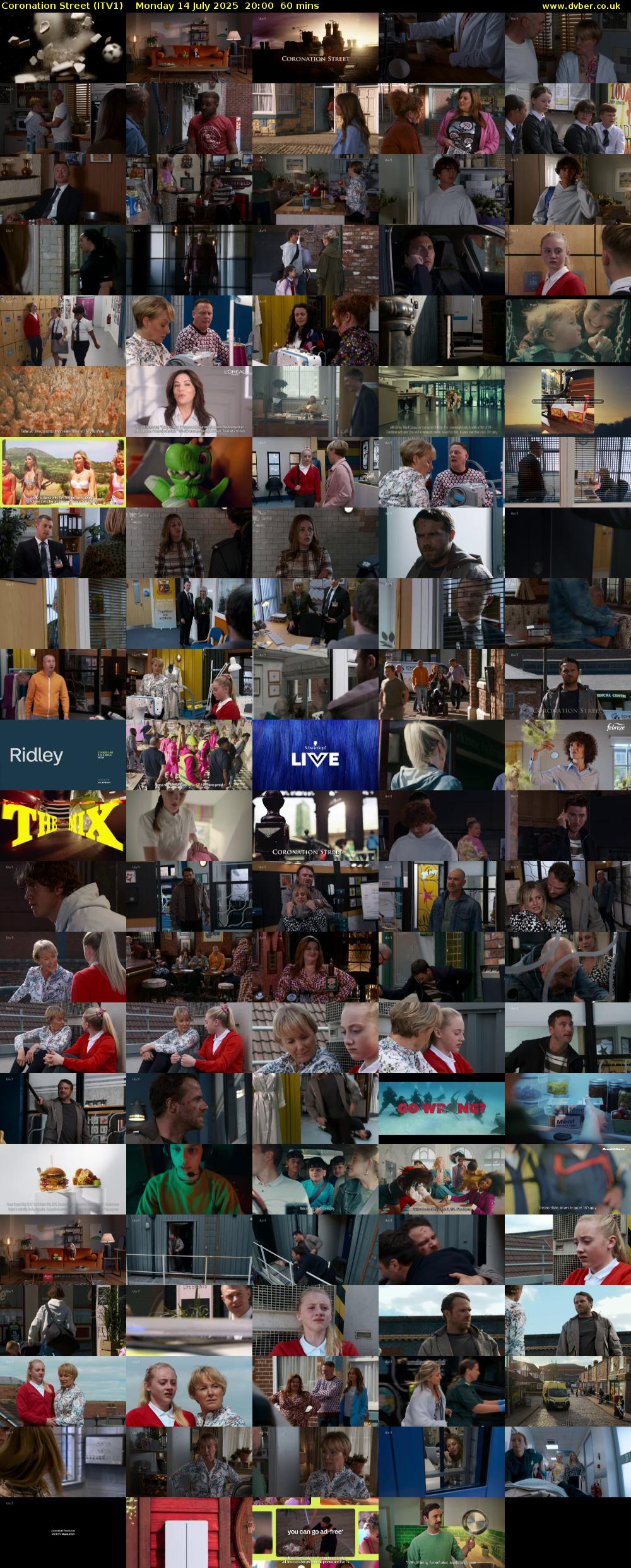 Coronation Street (ITV1) Monday 14 July 2025 20:00 - 21:00
