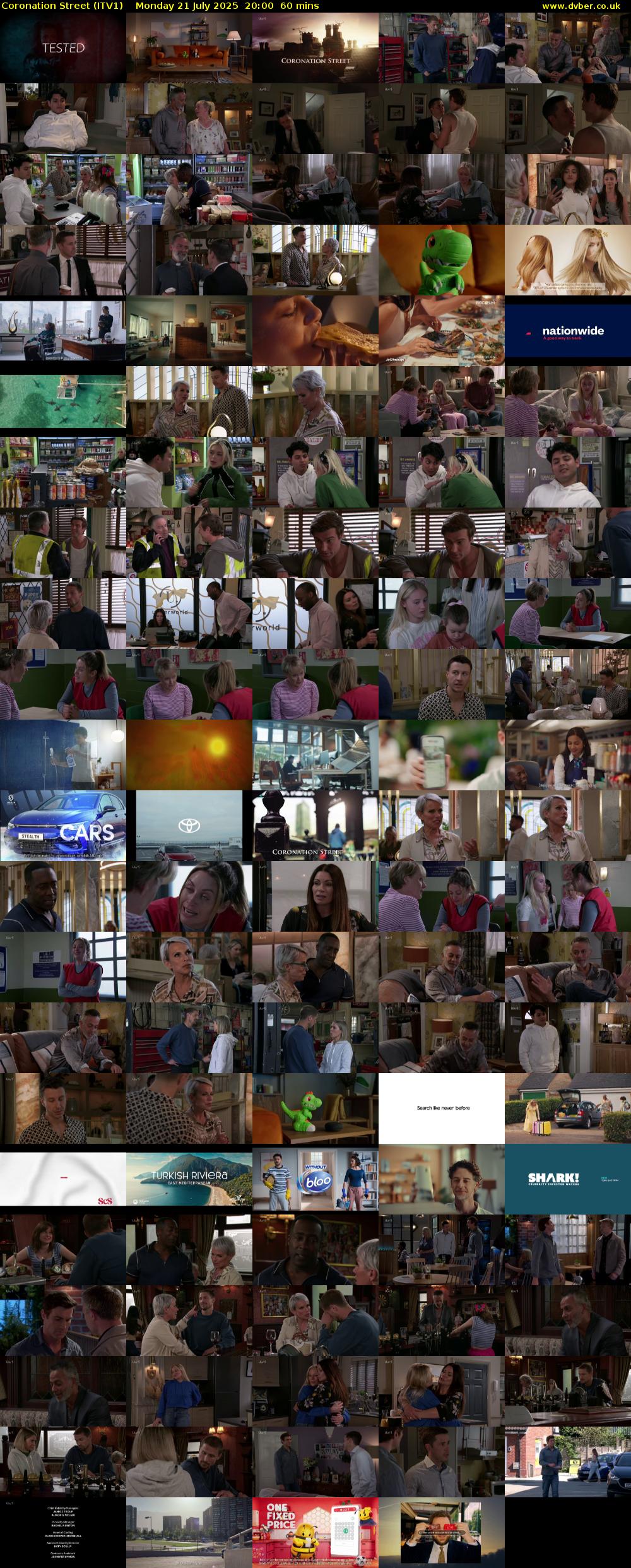 Coronation Street (ITV1) Monday 21 July 2025 20:00 - 21:00