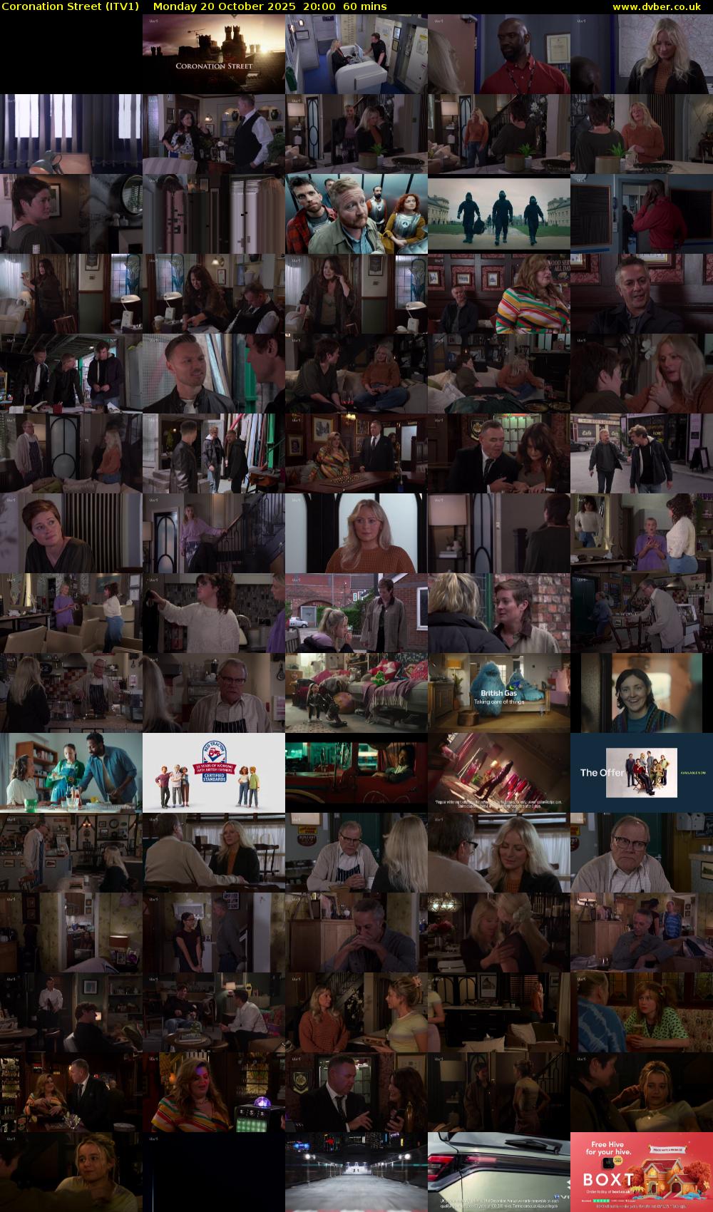 Coronation Street (ITV1) Monday 20 October 2025 20:00 - 21:00