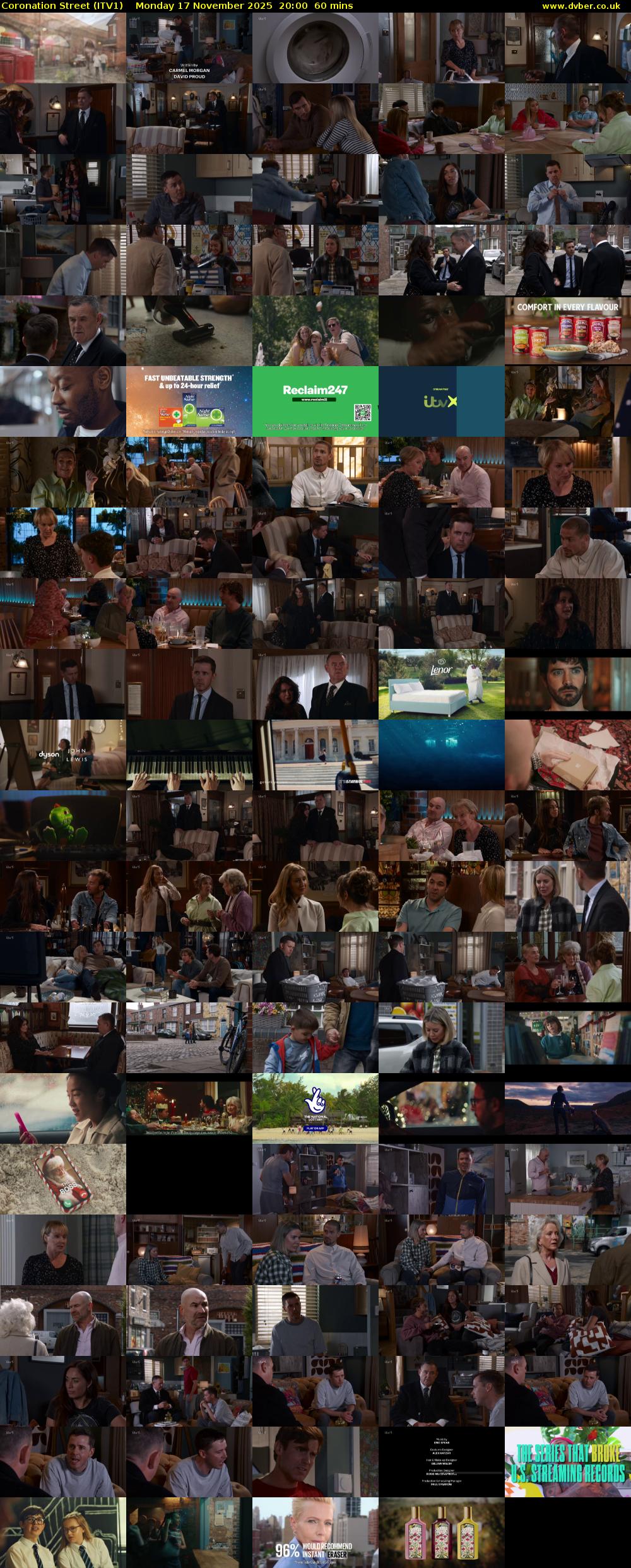 Coronation Street (ITV1) Monday 17 November 2025 20:00 - 21:00