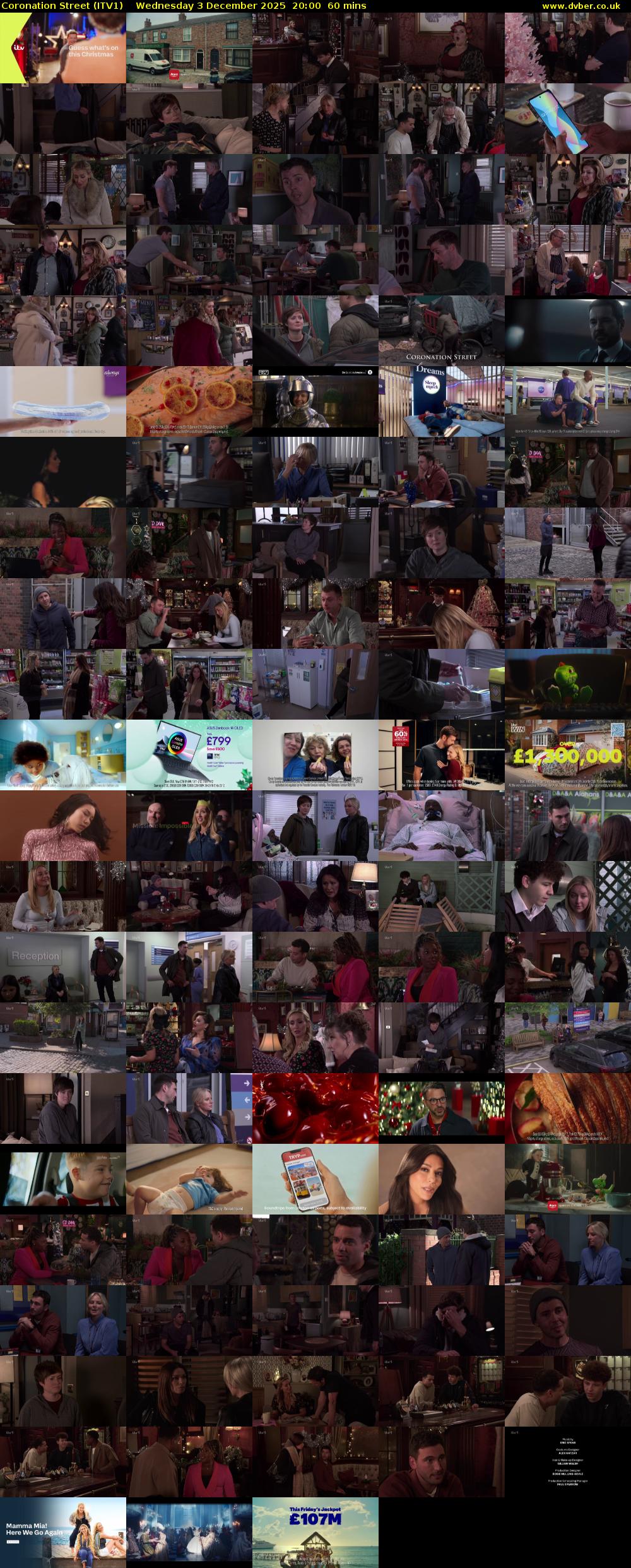 Coronation Street (ITV1) Wednesday 3 December 2025 20:00 - 21:00