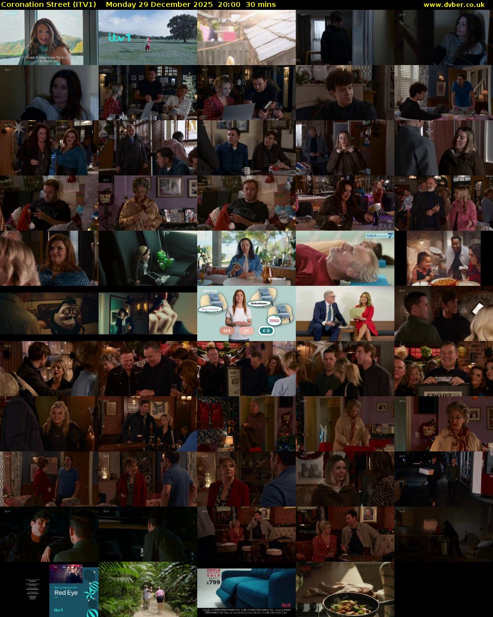 Coronation Street (ITV1) Monday 29 December 2025 20:00 - 20:30