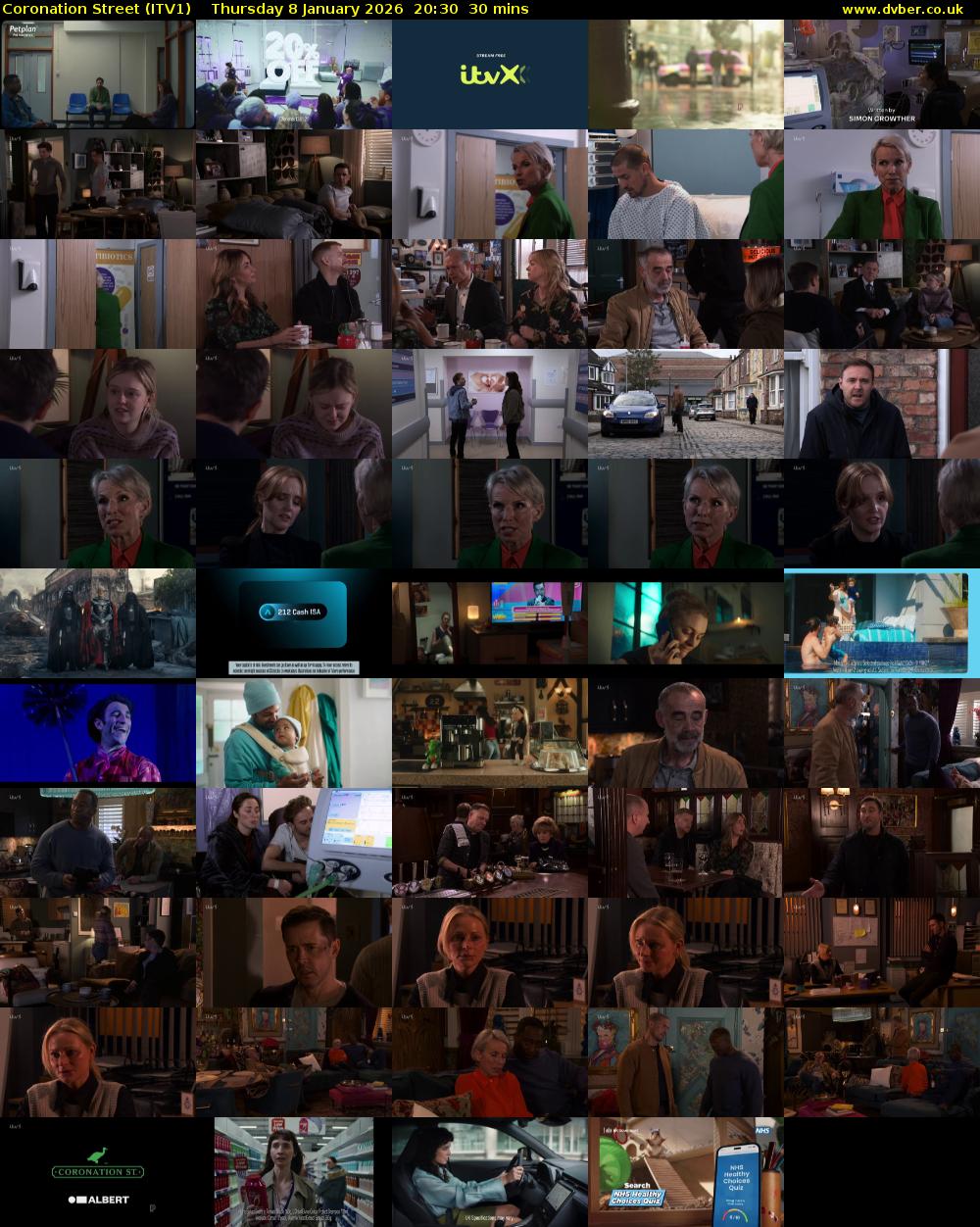 Coronation Street (ITV1) Thursday 8 January 2026 20:30 - 21:00