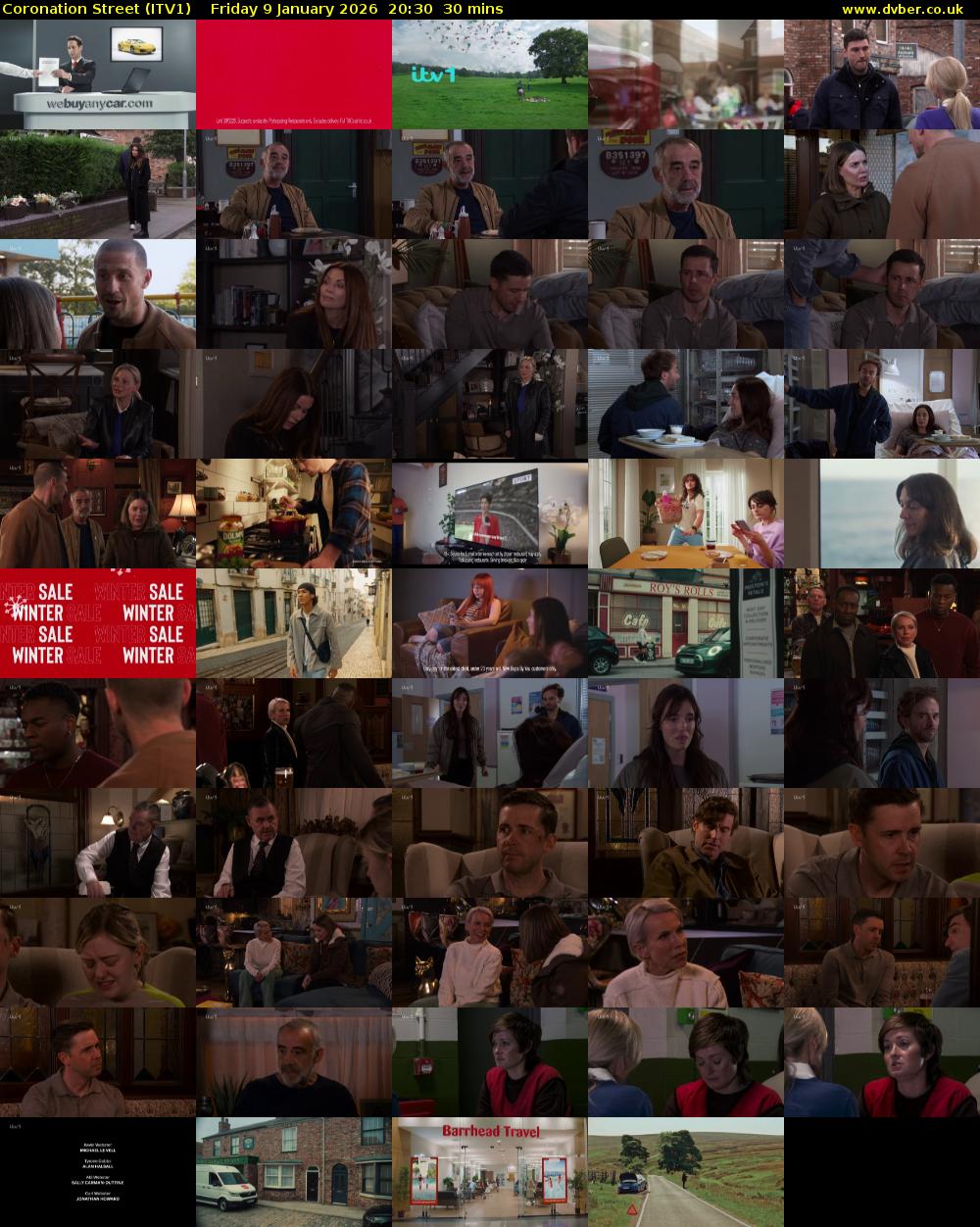 Coronation Street (ITV1) Friday 9 January 2026 20:30 - 21:00