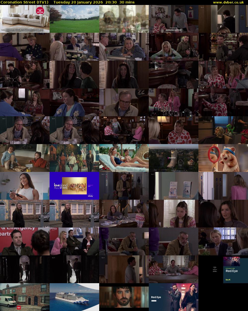 Coronation Street (ITV1) Tuesday 20 January 2026 20:30 - 21:00