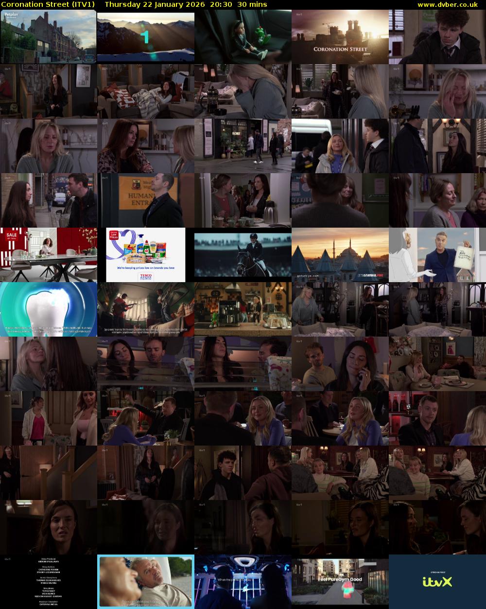 Coronation Street (ITV1) Thursday 22 January 2026 20:30 - 21:00