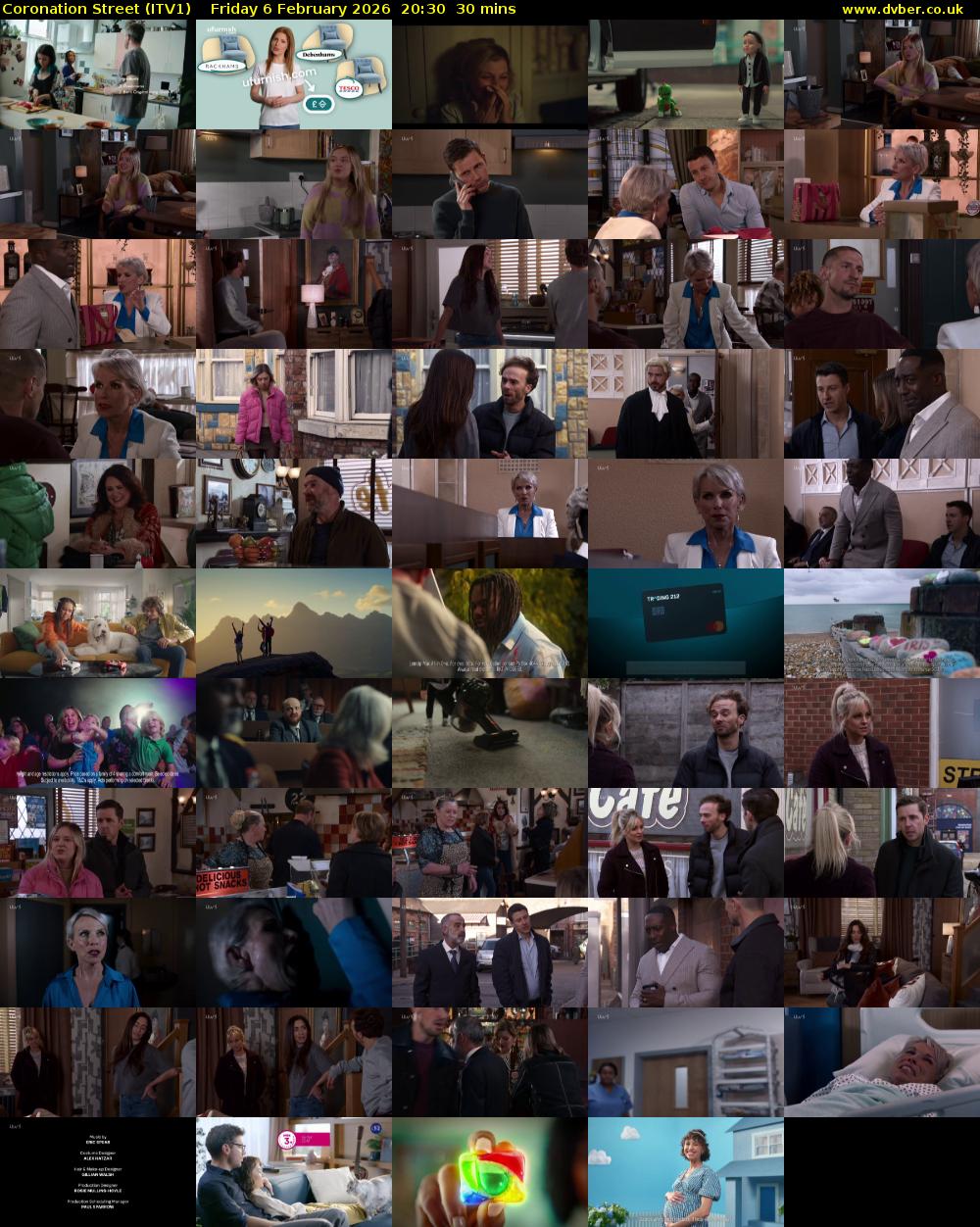 Coronation Street (ITV1) Friday 6 February 2026 20:30 - 21:00