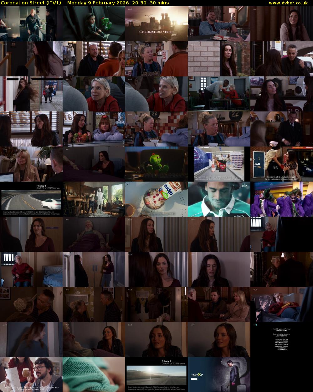 Coronation Street (ITV1) Monday 9 February 2026 20:30 - 21:00