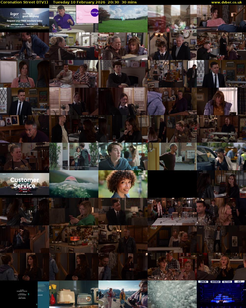 Coronation Street (ITV1) Tuesday 10 February 2026 20:30 - 21:00