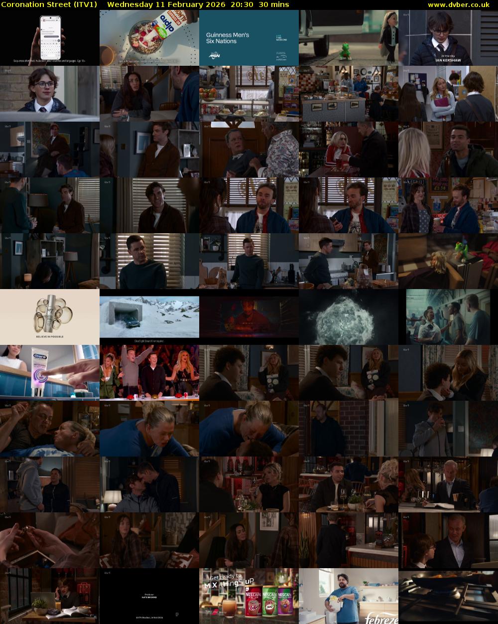 Coronation Street (ITV1) Wednesday 11 February 2026 20:30 - 21:00