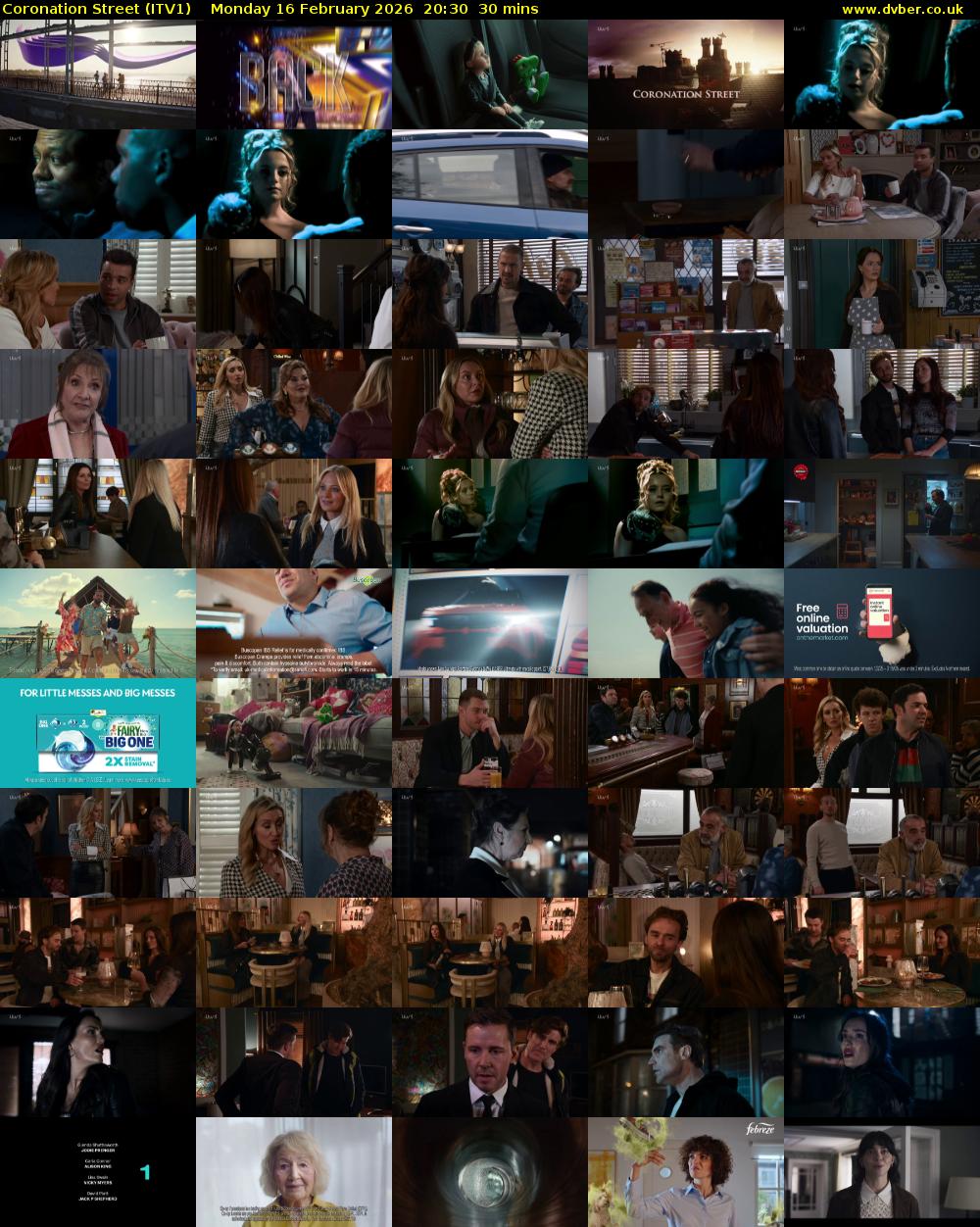 Coronation Street (ITV1) Monday 16 February 2026 20:30 - 21:00