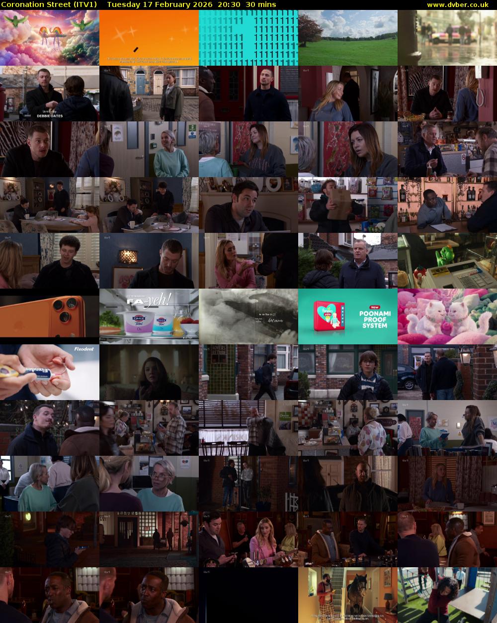 Coronation Street (ITV1) Tuesday 17 February 2026 20:30 - 21:00