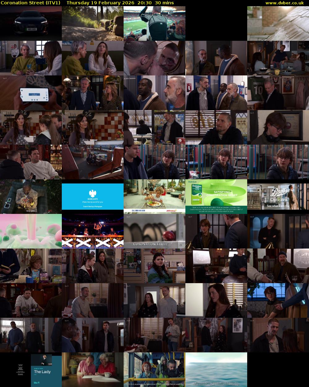 Coronation Street (ITV1) Thursday 19 February 2026 20:30 - 21:00