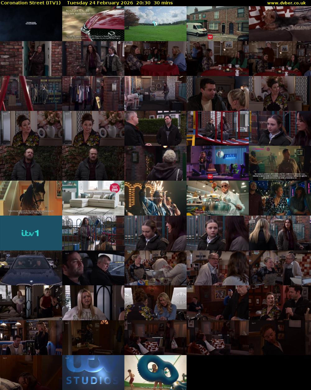 Coronation Street (ITV1) Tuesday 24 February 2026 20:30 - 21:00