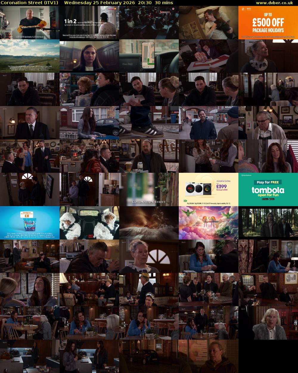 Coronation Street (ITV1) Wednesday 25 February 2026 20:30 - 21:00