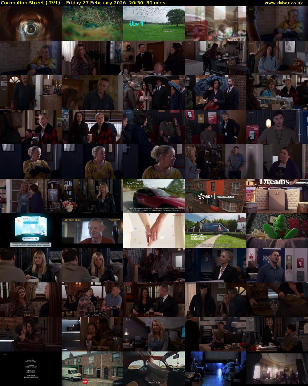 Coronation Street (ITV1) Friday 27 February 2026 20:30 - 21:00