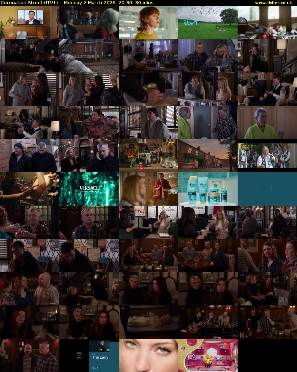 Coronation Street (ITV1) Monday 2 March 2026 20:30 - 21:00
