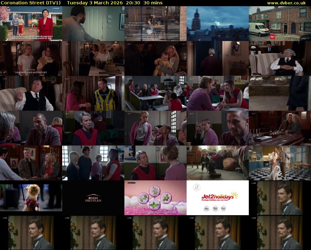 Coronation Street (ITV1) Tuesday 3 March 2026 20:30 - 21:00