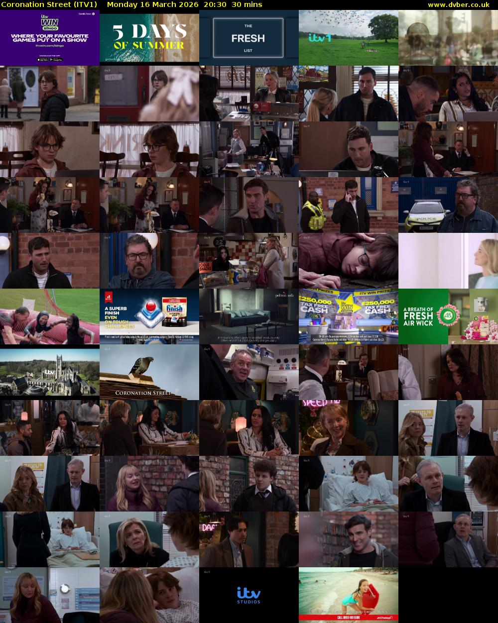 Coronation Street (ITV1) Monday 16 March 2026 20:30 - 21:00