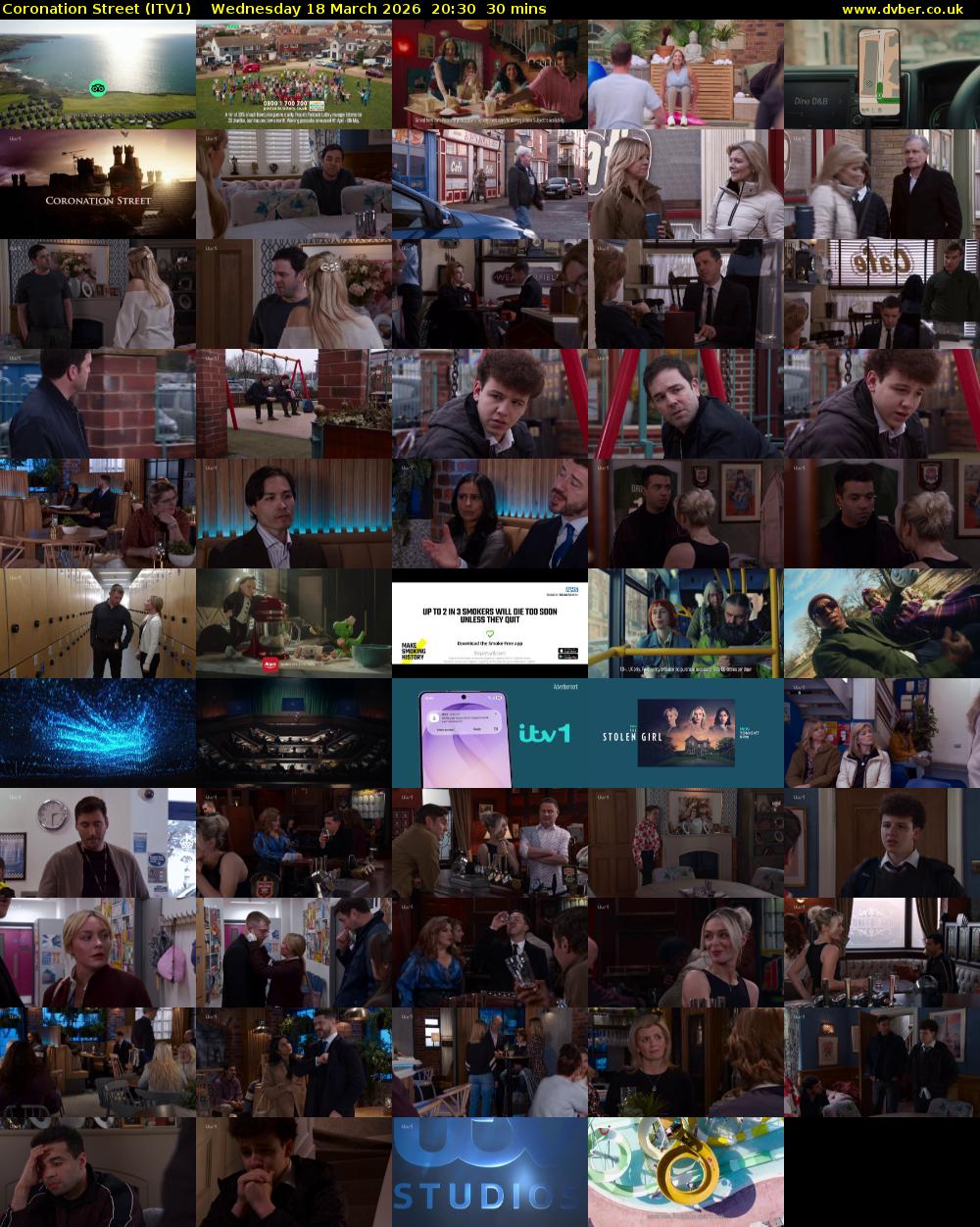 Coronation Street (ITV1) Wednesday 18 March 2026 20:30 - 21:00