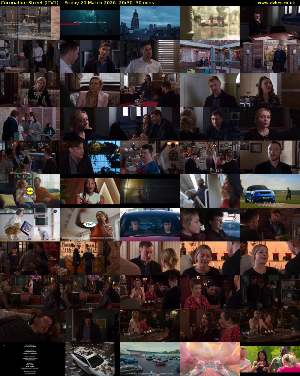 Coronation Street (ITV1) Friday 20 March 2026 20:30 - 21:00