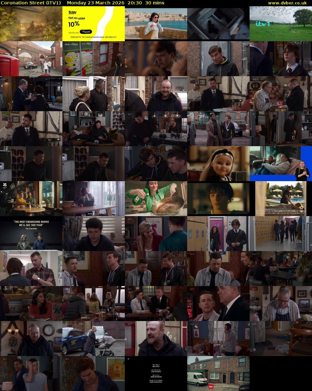 Coronation Street (ITV1) Monday 23 March 2026 20:30 - 21:00