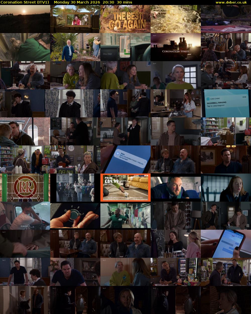 Coronation Street (ITV1) Monday 30 March 2026 20:30 - 21:00