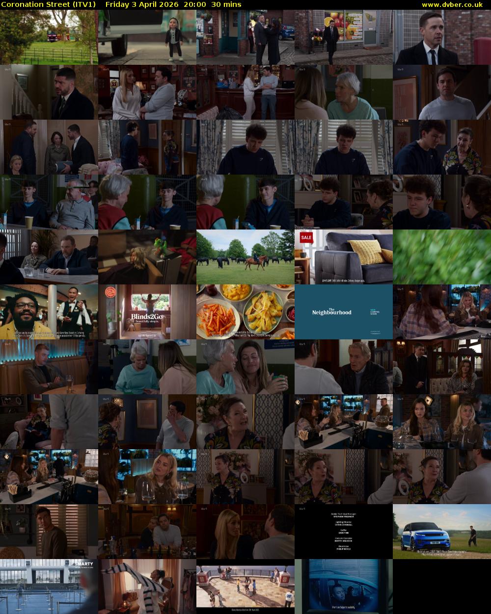 Coronation Street (ITV1) Friday 3 April 2026 20:00 - 20:30