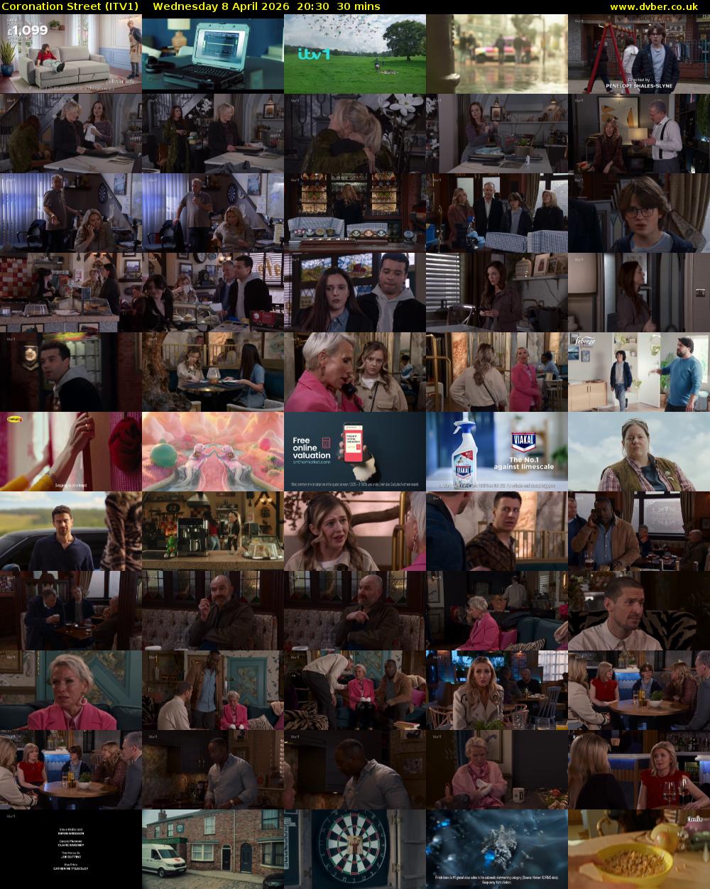 Coronation Street (ITV1) Wednesday 8 April 2026 20:30 - 21:00
