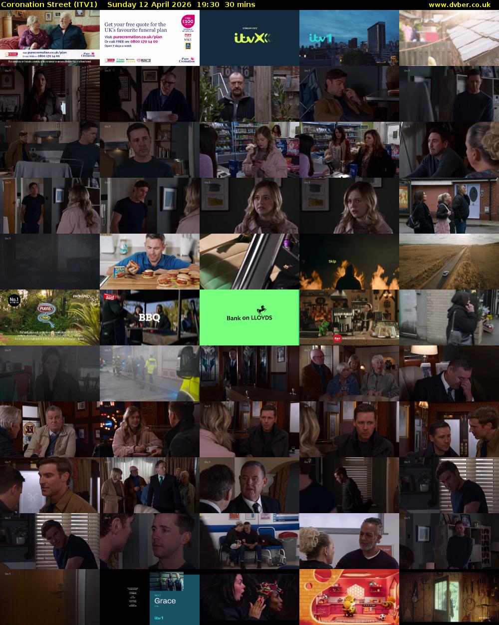 Coronation Street (ITV1) Sunday 12 April 2026 19:30 - 20:00