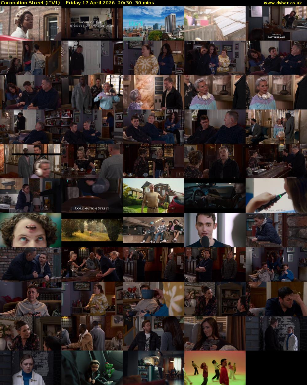 Coronation Street (ITV1) Friday 17 April 2026 20:30 - 21:00
