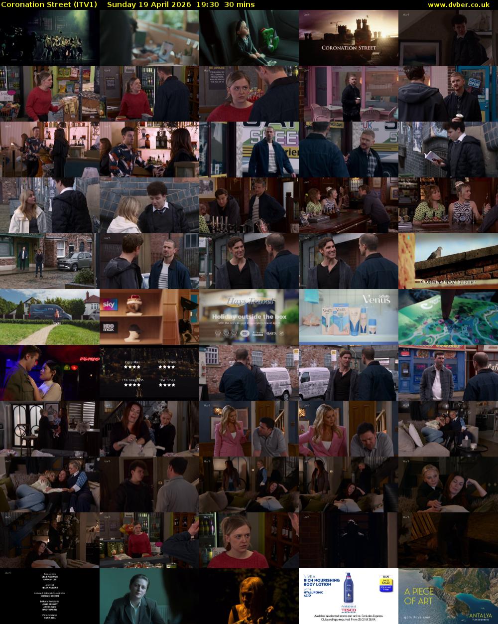 Coronation Street (ITV1) Sunday 9 April 2026 19:30 - 20:00