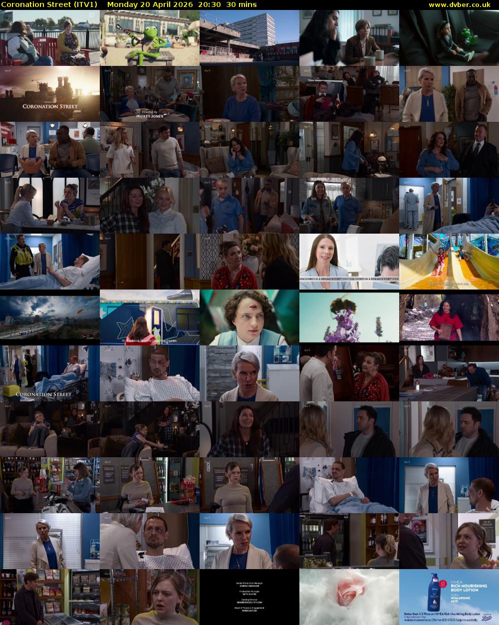 Coronation Street (ITV1) Monday 20 April 2026 20:30 - 21:00