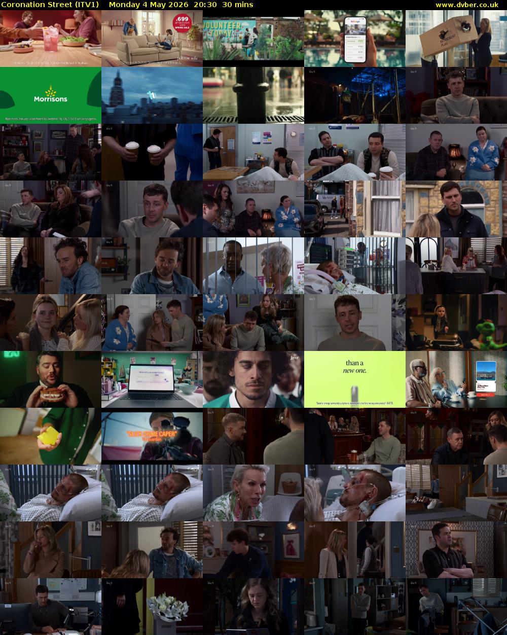 Coronation Street (ITV1) Monday 4 May 2026 20:30 - 21:00