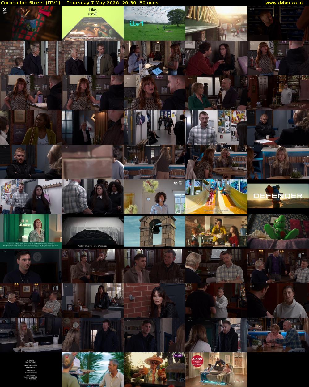 Coronation Street (ITV1) Thursday 7 May 2026 20:30 - 21:00