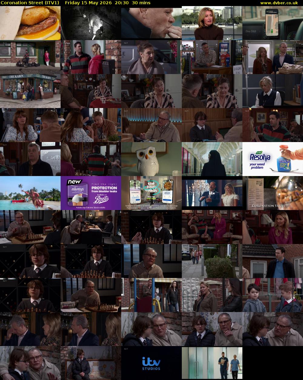 Coronation Street (ITV1) Friday 15 May 2026 20:30 - 21:00