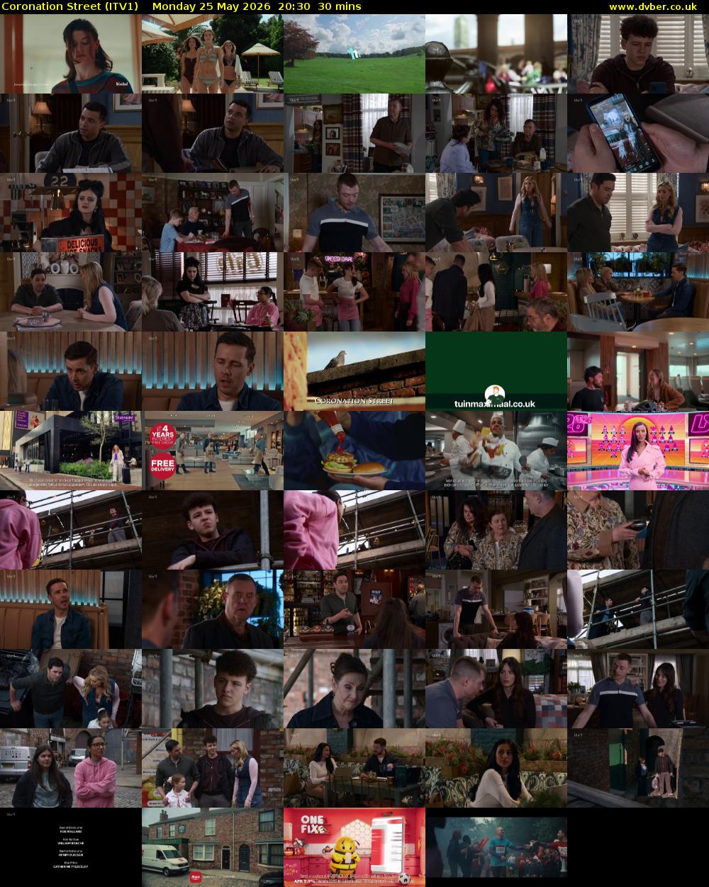Coronation Street (ITV1) Monday 25 May 2026 20:30 - 21:00