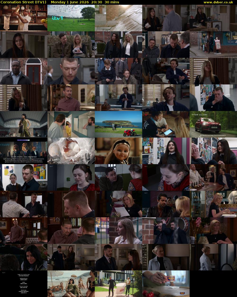 Coronation Street (ITV1) Monday 1 June 2026 20:30 - 21:00