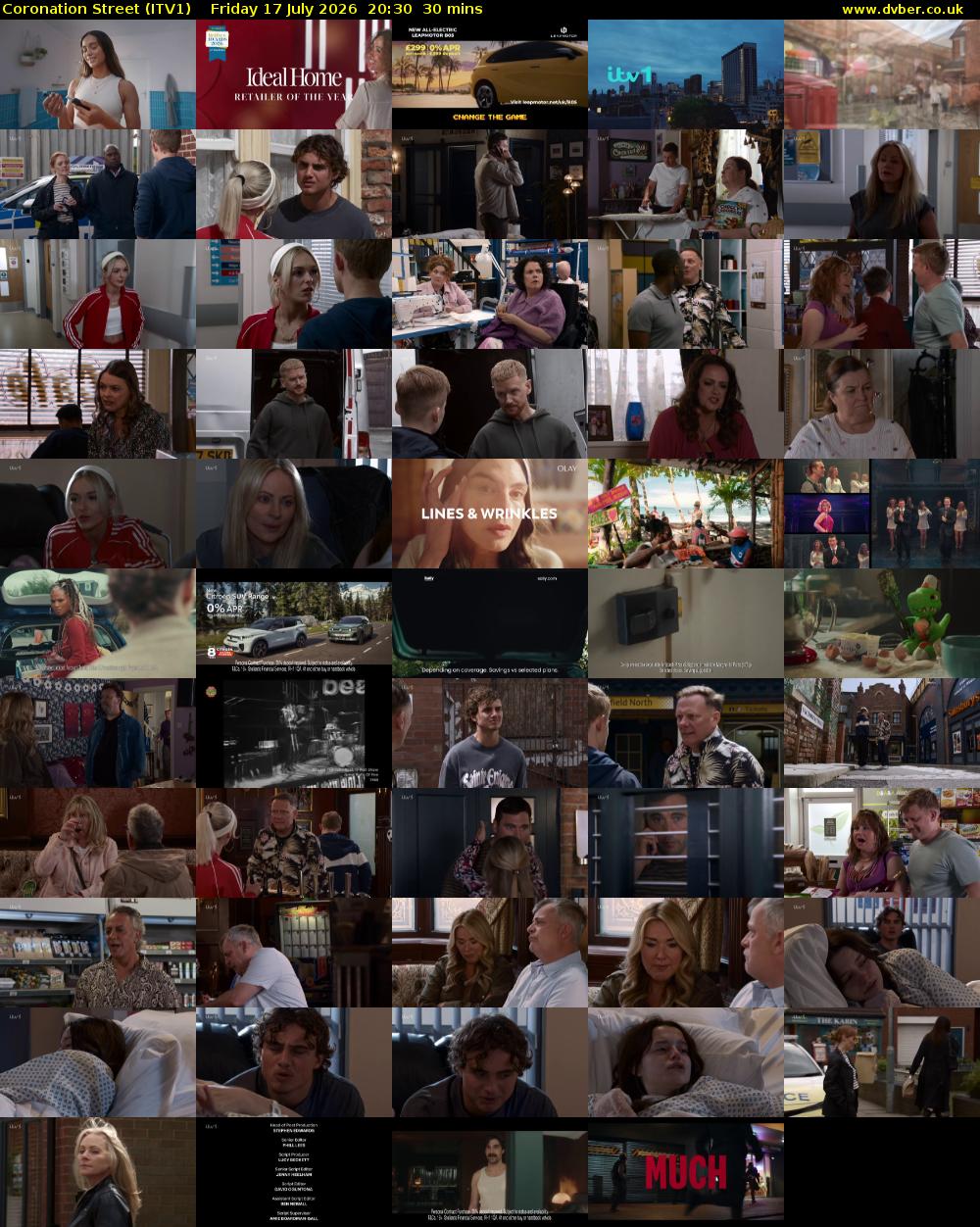Coronation Street (ITV1) Friday 17 July 2026 20:30 - 21:00