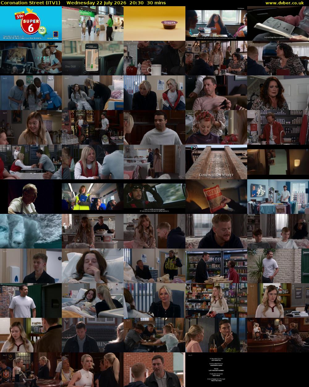 Coronation Street (ITV1) Wednesday 22 July 2026 20:30 - 21:00