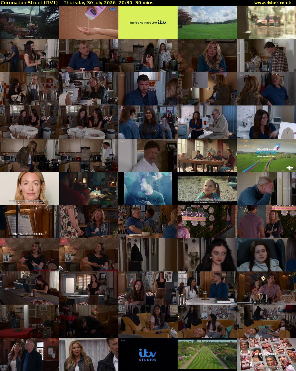 Coronation Street (ITV1) Thursday 30 July 2026 20:30 - 21:00