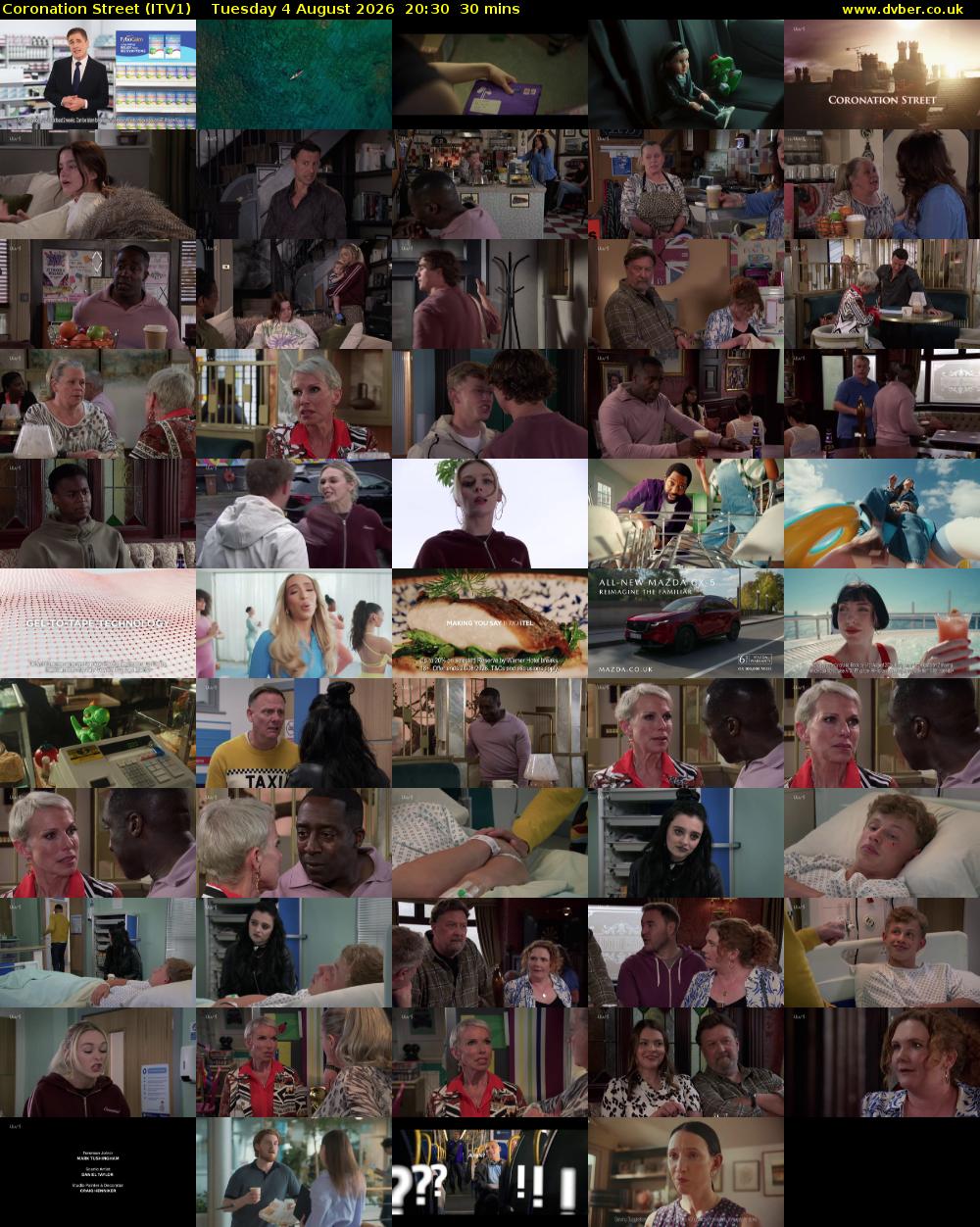 Coronation Street (ITV1) Tuesday 4 August 2026 20:30 - 21:00