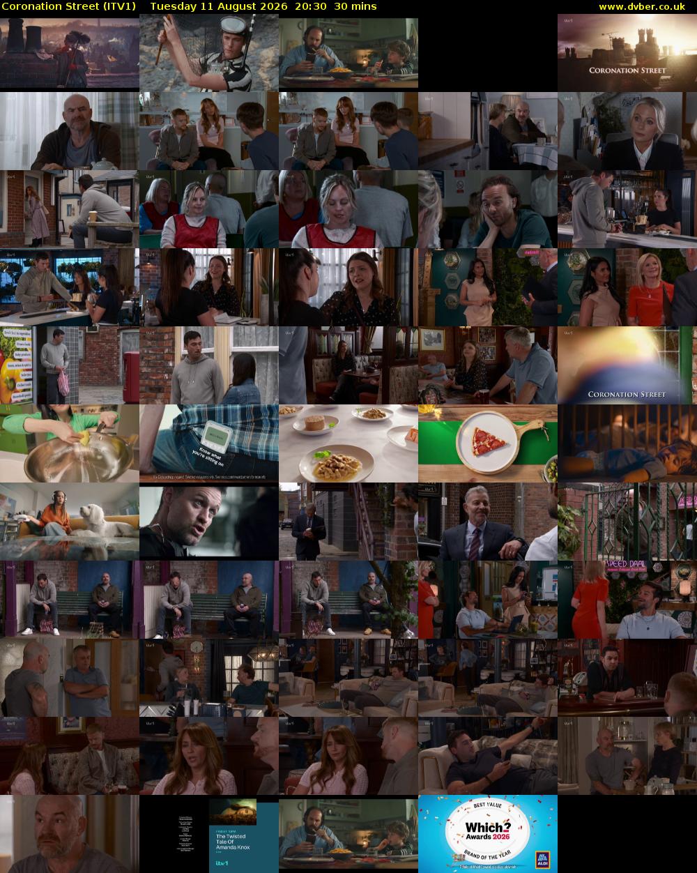 Coronation Street (ITV1) Tuesday 11 August 2026 20:30 - 21:00